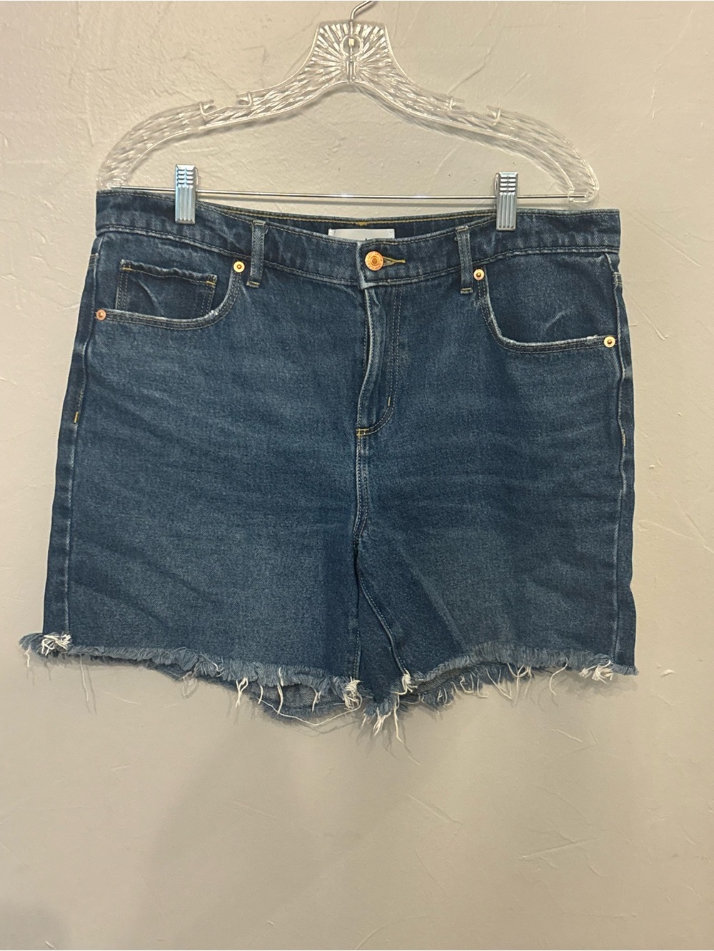 LOFT Dark Blue Denim Frayed Hem Shorts